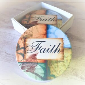Faith ceramic table coasters