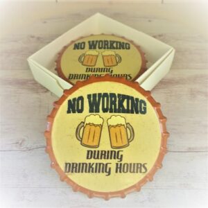 No working during drinking hours bar coaster set