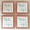 Relax unwind coasters set of 4 boxed gift