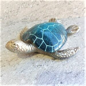 Large blue & silver sea turtle ornament gift