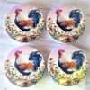 Colourful rooster coasters x 4 set