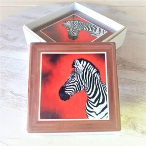 zebra coaster set boxed gift