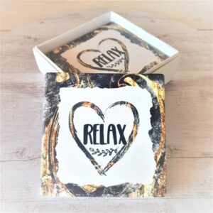Relax saying coasters set 4