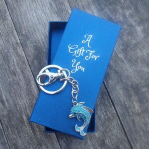 Dolphin blue keyring keychain boxed gift