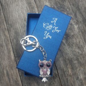 Purple owl keyring keychain boxed gift