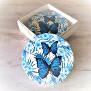 Blue butterfly coasters x 4 set