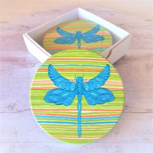 Dragonfly coasters boxed gift set