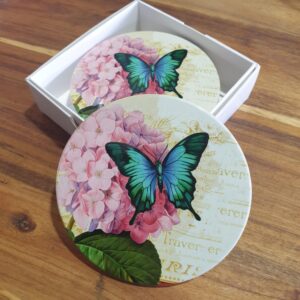 Pink butterfly coasters