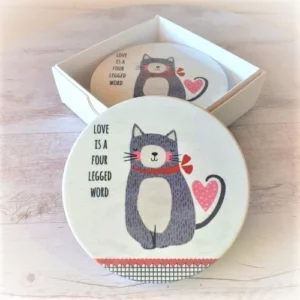 Cat Coasters Love Is A Four Legged Word