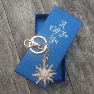 Gold sun boxed keyring keychain gift