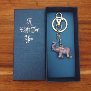 purple elephant keyring boxed gift