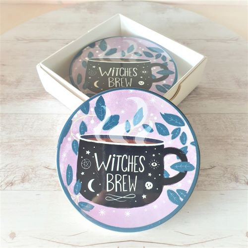 Witches Brew ceramic table coaster set