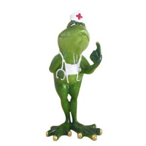 cheeky frog nurse statue ornament