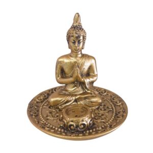 gold thai prayer incense burner holder