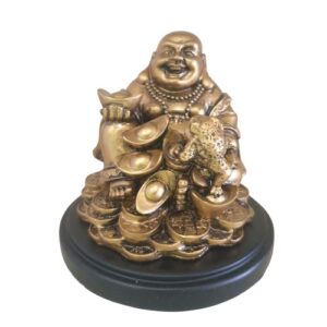 lucky buddha and toad money statue