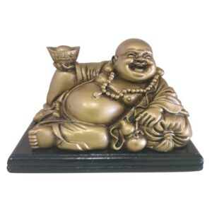 lucky buddha statue bronze laying