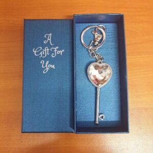silver gem heart keyring boxed gift