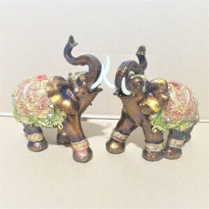 Bronze lucky elephant statue ornament pair