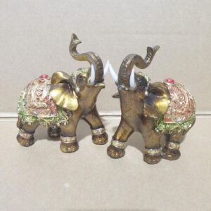 Bronze Small Lucky Elephant Statue Pair