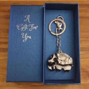 Elephant Keychain Boxed Gift - Black & White