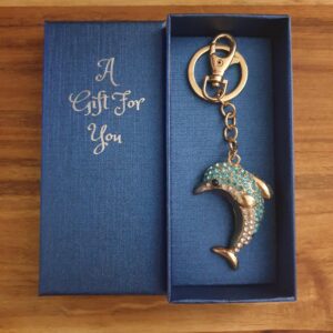 large dolphin boxed keyring gold
