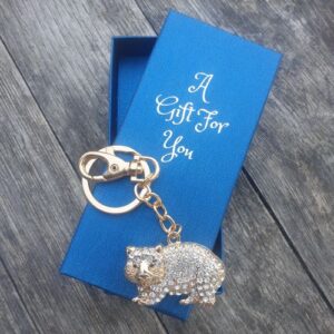 Wombat keyring keychain silver stone boxed gift