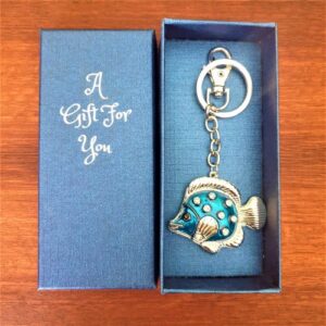 Blue tropical fish boxed keychain