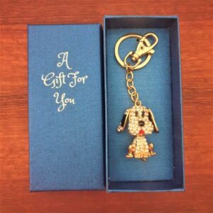 Dog keychain Boxed Gift Gold Puppy Dog