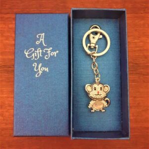 Monkey small silver cheeeky monkey keyring keychain boxed gift