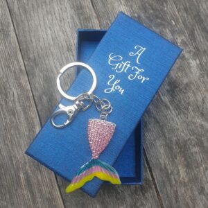 Pink mermaid tail boxed keyring keychain gift