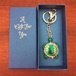 Turtle keychain large green boxed gift