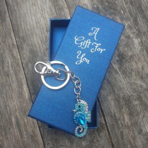 blue seahorse keyring keychain boxed ocean gift