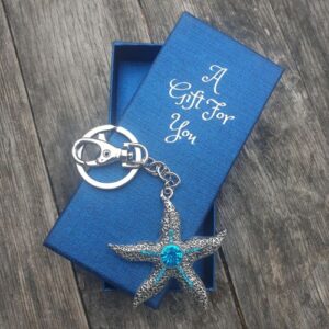 blue starfish ocean keyring keychain boxed gift