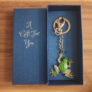Green tree frog keychain boxed gift