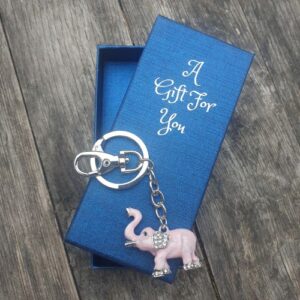 pink elephant keyring keychain boxed gift