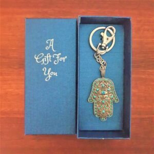 hand of protection Hamsa Blue keyring keychain boxed gift