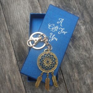 Gold dream catcher keyring keychain boxed gift