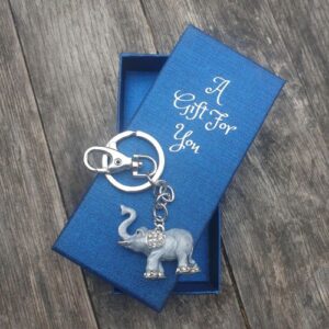 Grey Elephant keychain keyring boxed gift