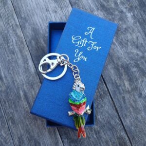 rainbow parrot keyring keychain boxed gift