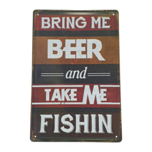 Beer & fishing metal sign