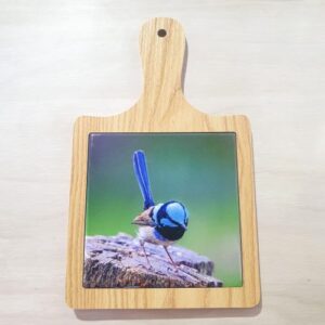 Blue wren cheeseboard 1 splendid fairy wren giftware
