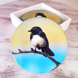 Willy Wagtail Bird Ceramic Coasters