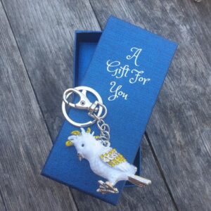White corella keychain keyring boxed gift