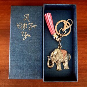 pink lucky elephant keyring keychain boxed gift