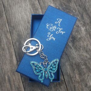 blue butterfly keyring keychain boxed gift