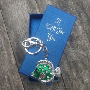 green tropical fish keyring keychain boxed gift
