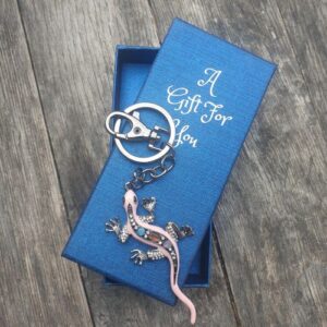 pink gecko keyring keychain boxed gift