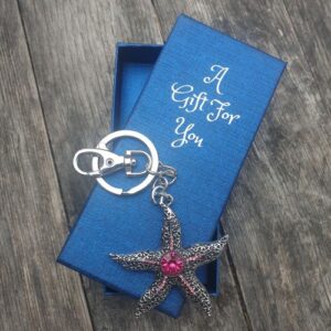 pink starfish keyring keychain boxed seaside gift