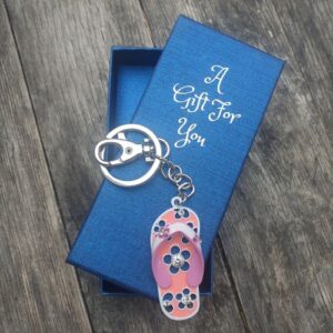 pink thong flip flop keyring keychain boxed gift