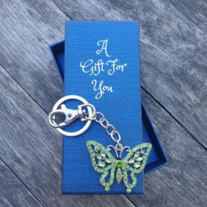 Green butterfly keyring keychain boxed gift